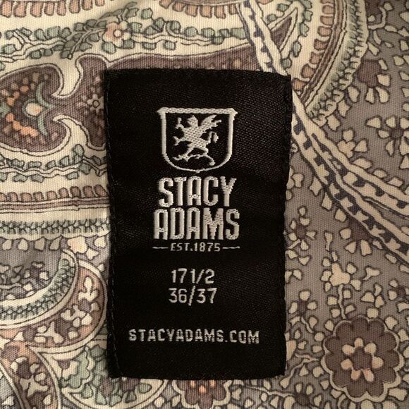 Stacy Adams Gray and Brown Casual Button Down Shirt Men’s Size 17,5/36-37 - Picture 7 of 8